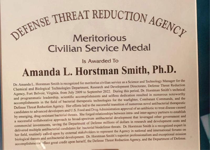 Amanda Horstman Smith Meritorious Civilian Service Medal