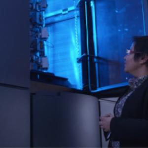 Priyamvada Acharya, PhD and the Cryo EM instrument